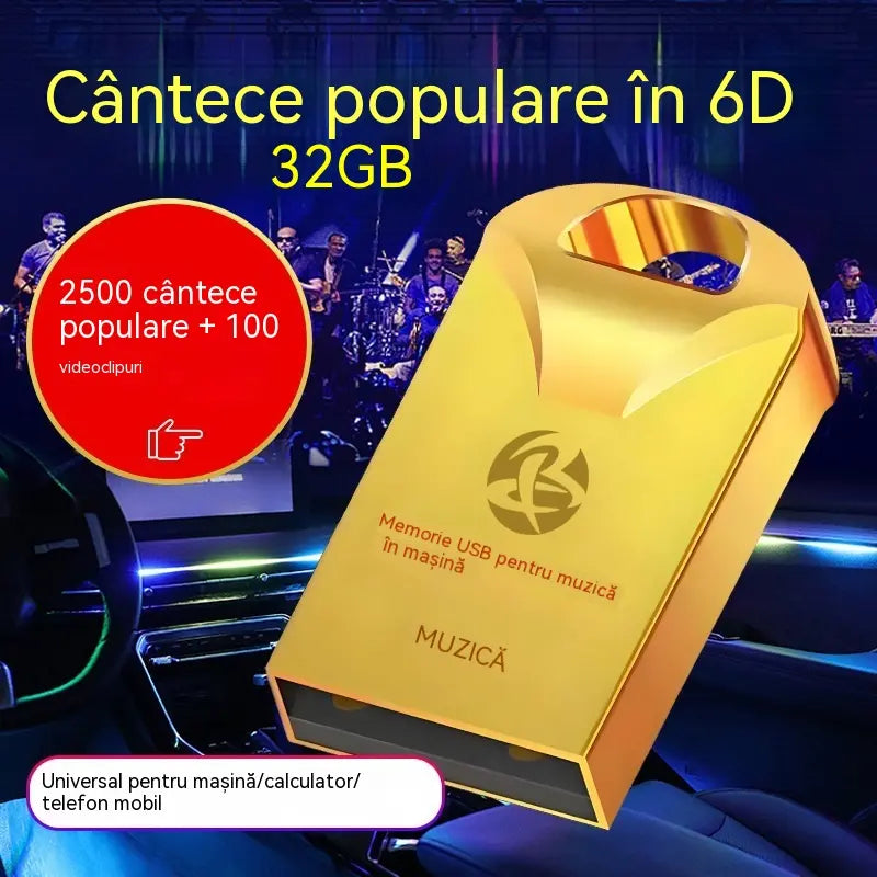 🔥🔥【32 GB】Stick USB universal de înaltă calitate pentru muzică în mașină【2500 de melodii populare + 100 de videoclipuri】