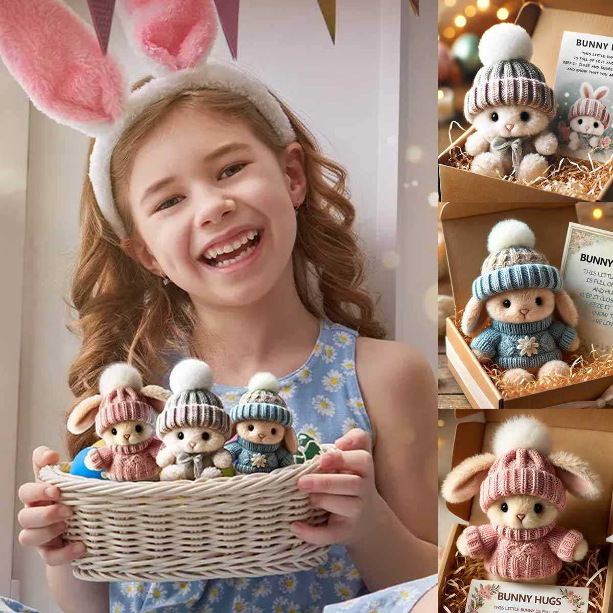 🔥Reducere specială săptămânală🐇Mini îmbrățișări de iepuraș, făcut manual, cadou drăguț de Paște🎁