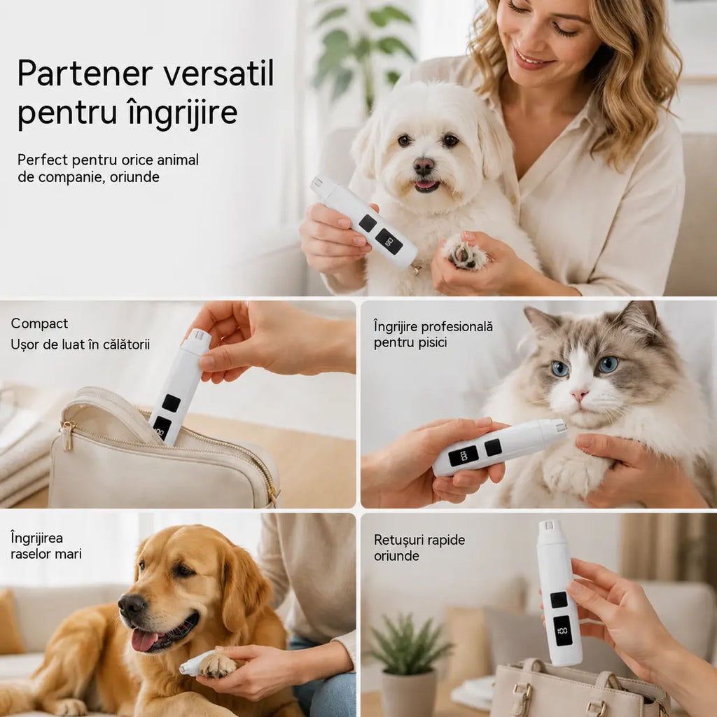 🔥【Cumpără 1 și primești 1 gratis】🐱🐶 Pilă electrică pentru unghiile animalelor de companie cu indicator LED de putere
