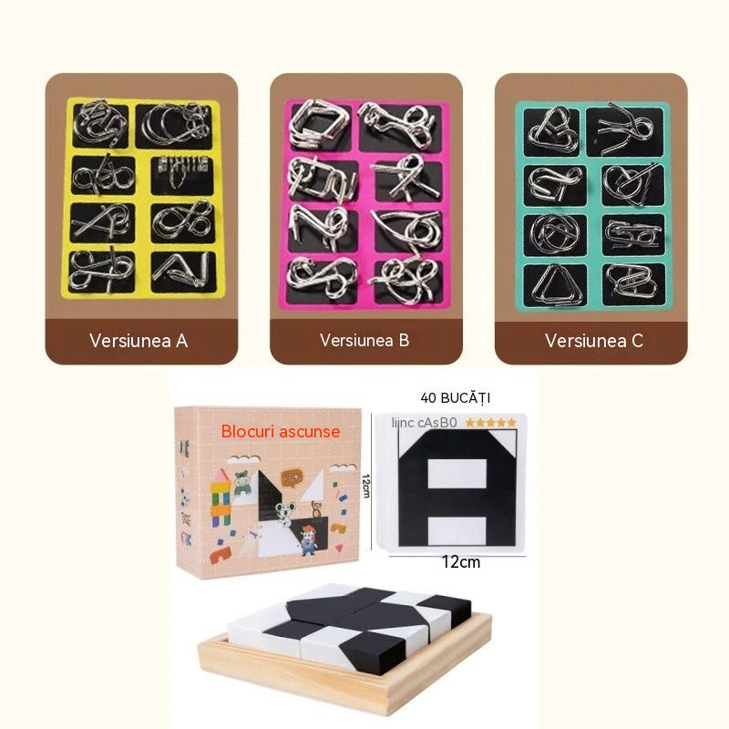 🧩🧠【Set 3 bucăți】Jucărie educativă pentru copii – puzzle de tip lacăt inteligent  pentru dezvoltarea gândirii