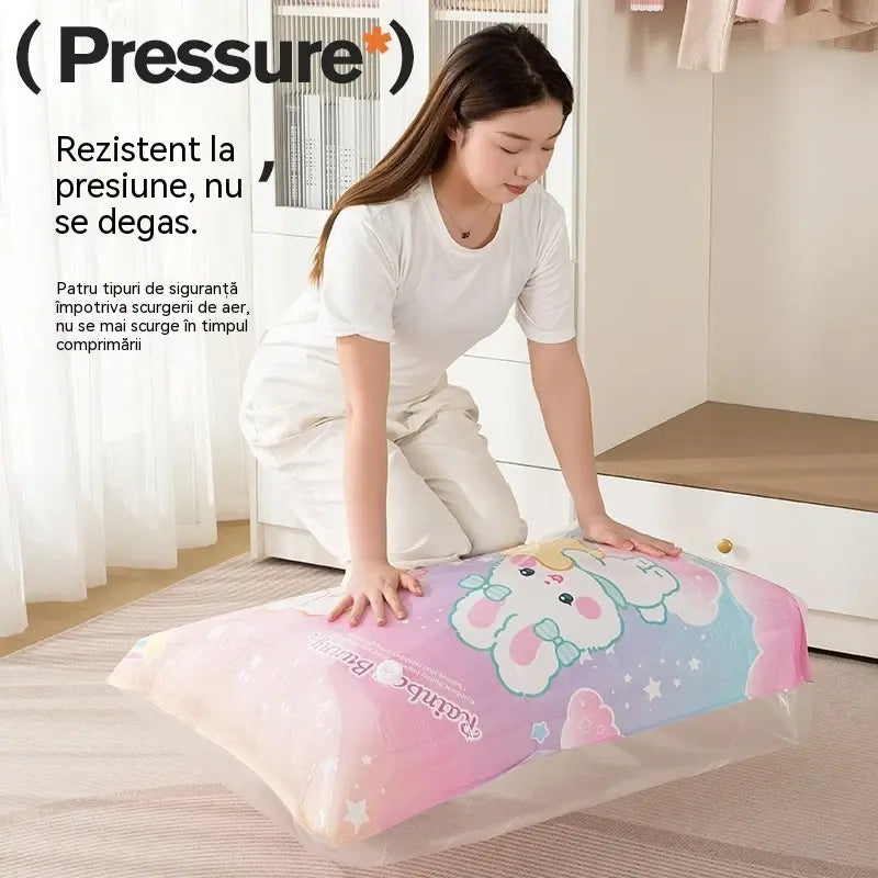 🧳【Set de 5 piese】💨 Sac mare de depozitare cu vid, compresibil: nu necesită pompă, este rezistent la scurgeri și ideal pentru economisirea spațiului în bagaje și acasă ✈️