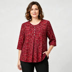 🛍️ Colecția Vară 2026 Plus Size Doamne: Bluză Elastică cu Imprimeu Texturat și Croială Lejeră în A 💐 Maschează Abdomenul & Design Elegant | 3 Culori, Mărimi Extinse XL-8XL (50-120 kg)