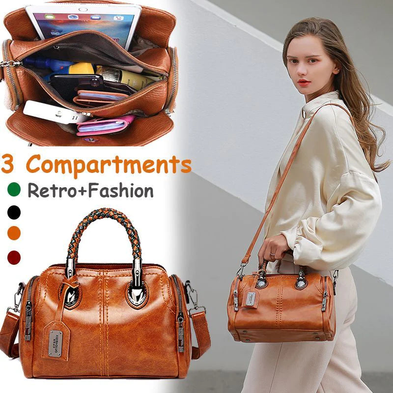 🔥50% REDUCERE🔥Geanta Boston din piele pentru femei