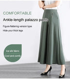 ❤️❤️【M-5XL】2026 Pantaloni noi de dama de vară picioare late mătase de gheață până la glezne