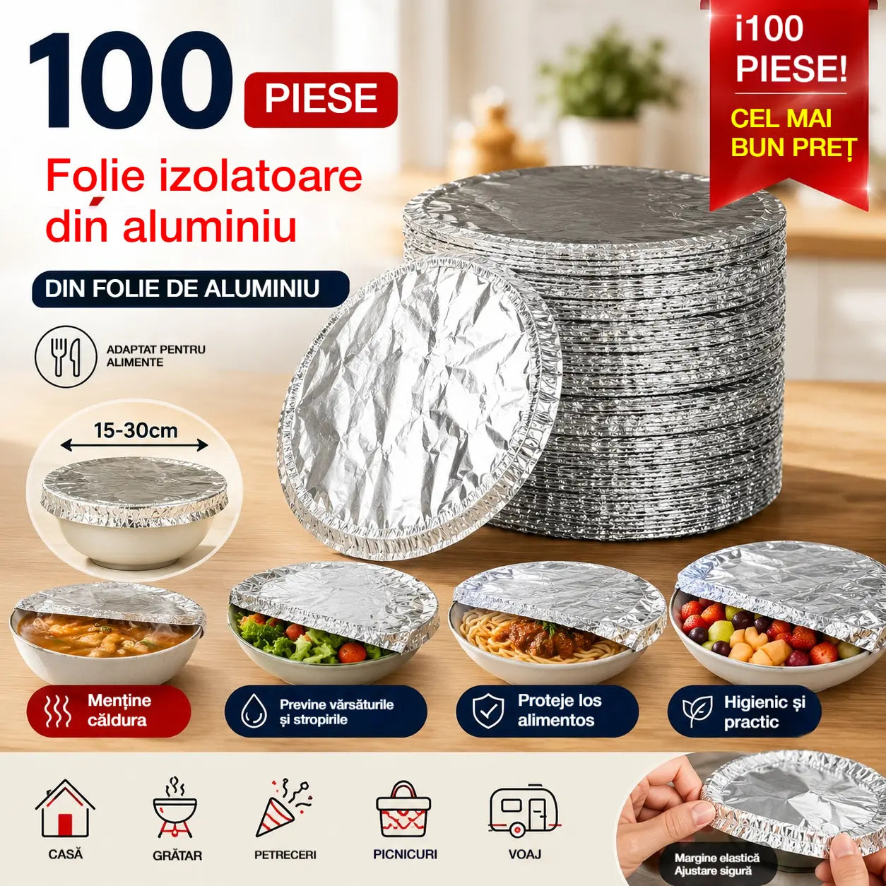 📢📢 REDUCERE 50%!⏰【100 bucăți】Husă izolatoare din folie de aluminiu