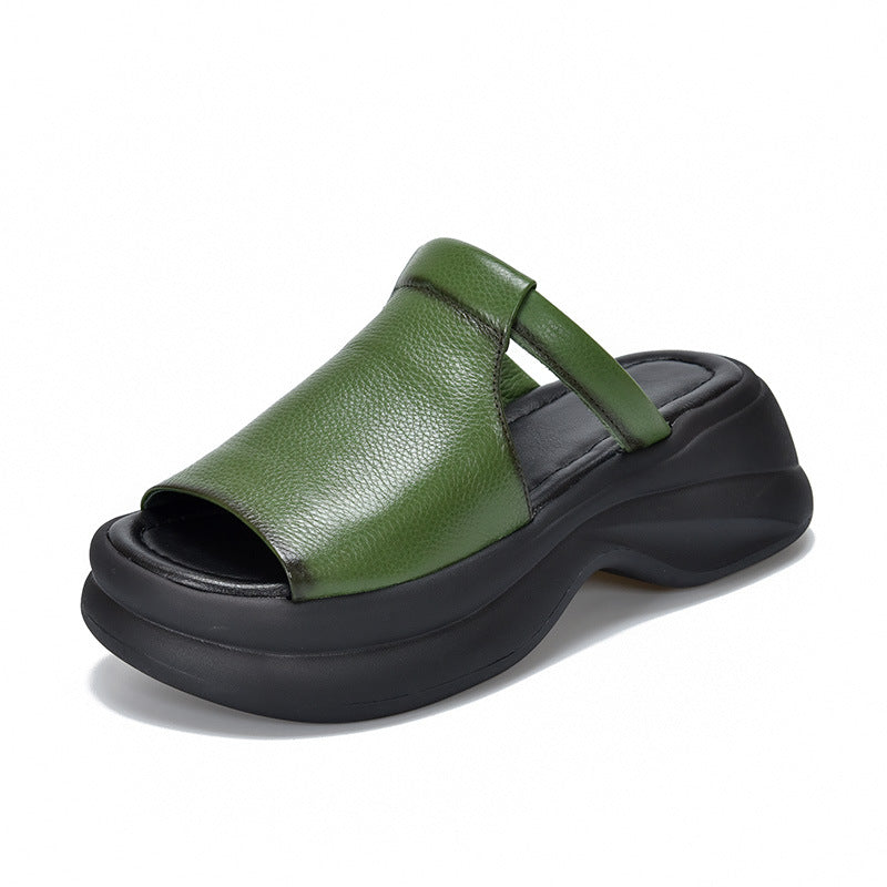 🔥【35-40】👡Sandale noi pentru femei, cu talpă groasă și care sporesc înălțimea (înălțimea tocului 6 cm)