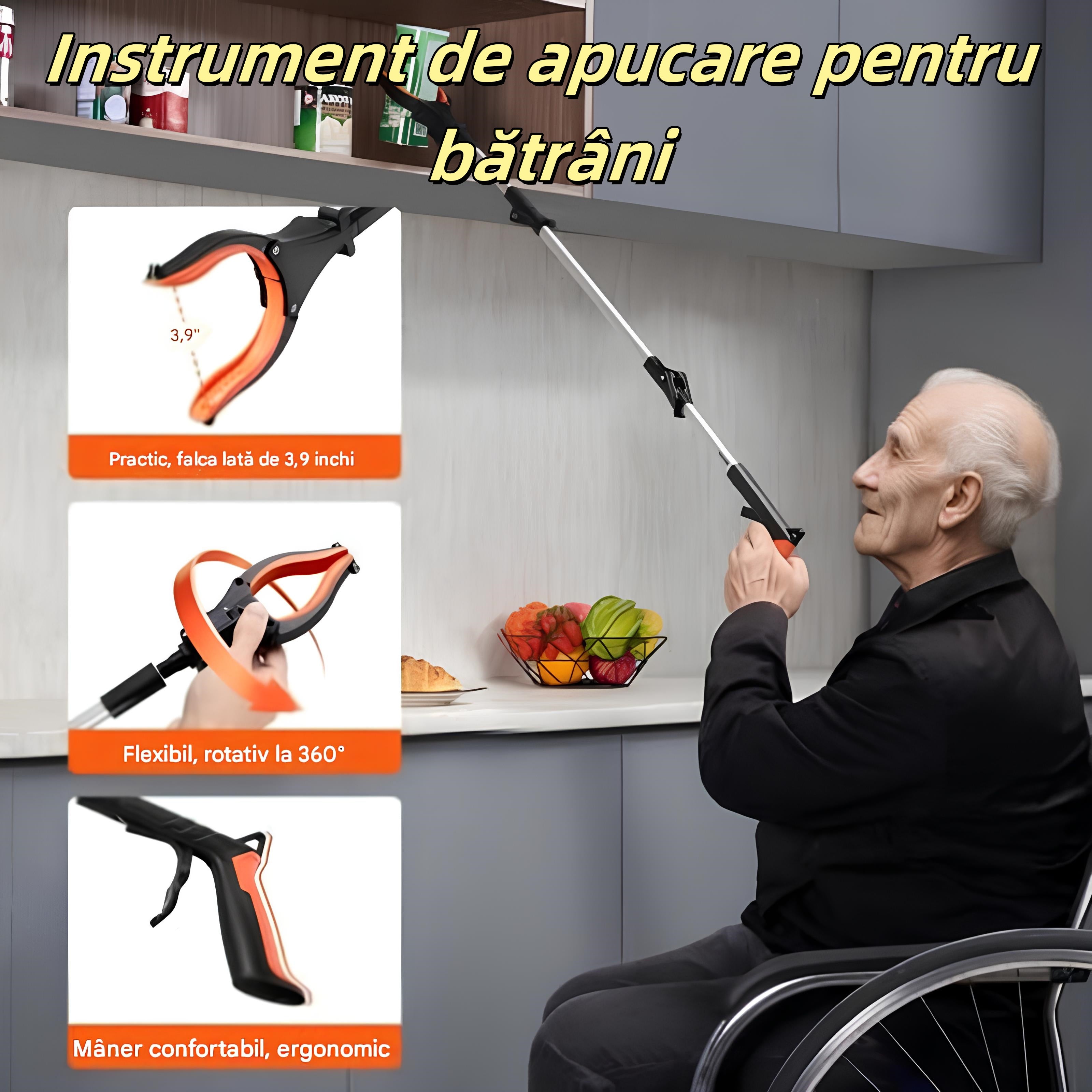 🔥Clip pliabil extra lung și clemă pentru gunoi, pentru utilizare în exterior și în interior（Prindere pliabilă cu clemă rotativă la 360°）