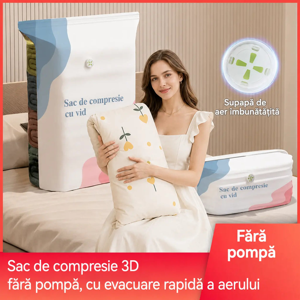 🧳💨 Saci mari de depozitare compresibili cu vid: nu necesită pompă de aer, sunt etanși și ideali pentru economisirea spațiului în valiză și acasă ✈️
