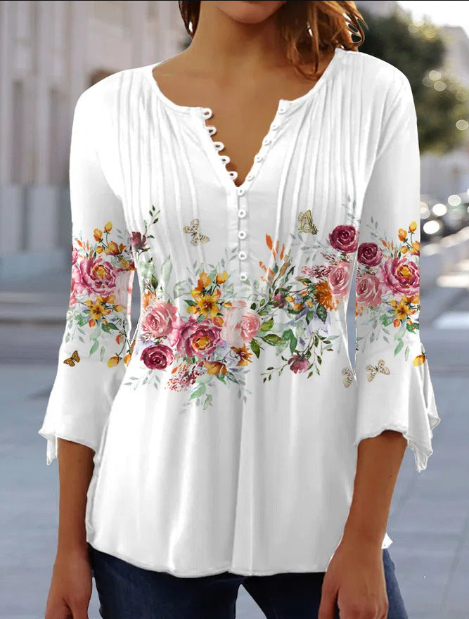 👕🥰【Ofertă limitată în timp 】[S-5XL] Tricou elegant pentru femei, cu decolteu în V