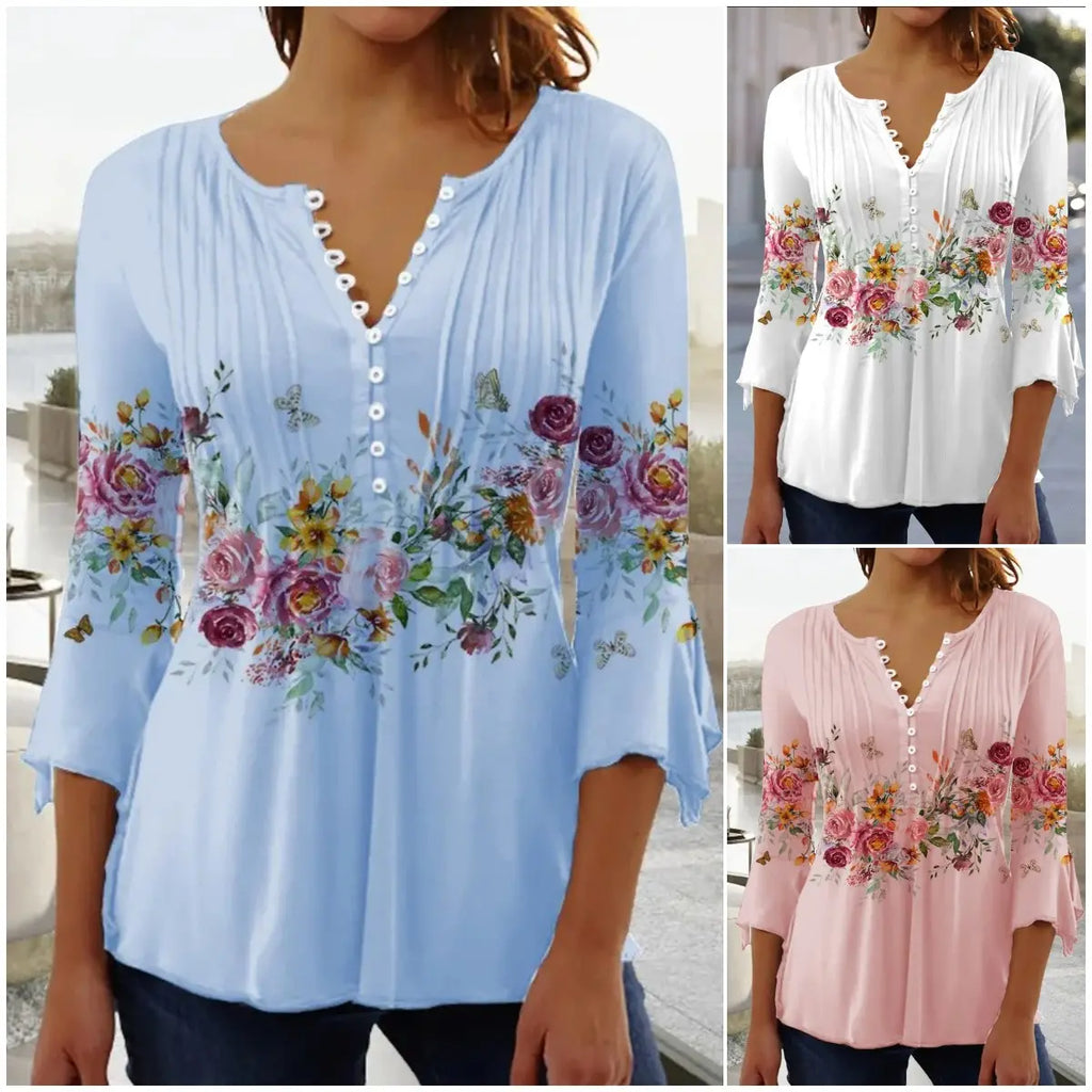👕🥰【Ofertă limitată în timp 】[S-5XL] Tricou elegant pentru femei, cu decolteu în V