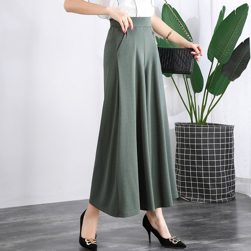 ❤️❤️【M-5XL】2026 Pantaloni noi de dama de vară picioare late mătase de gheață până la glezne