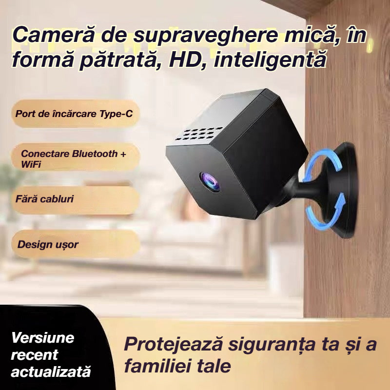 🏠📹🕵️ Cameră de supraveghere mică, în formă pătrată, HD, inteligentă, cu conexiune WiFi pentru monitorizare de la distanță a locuinței