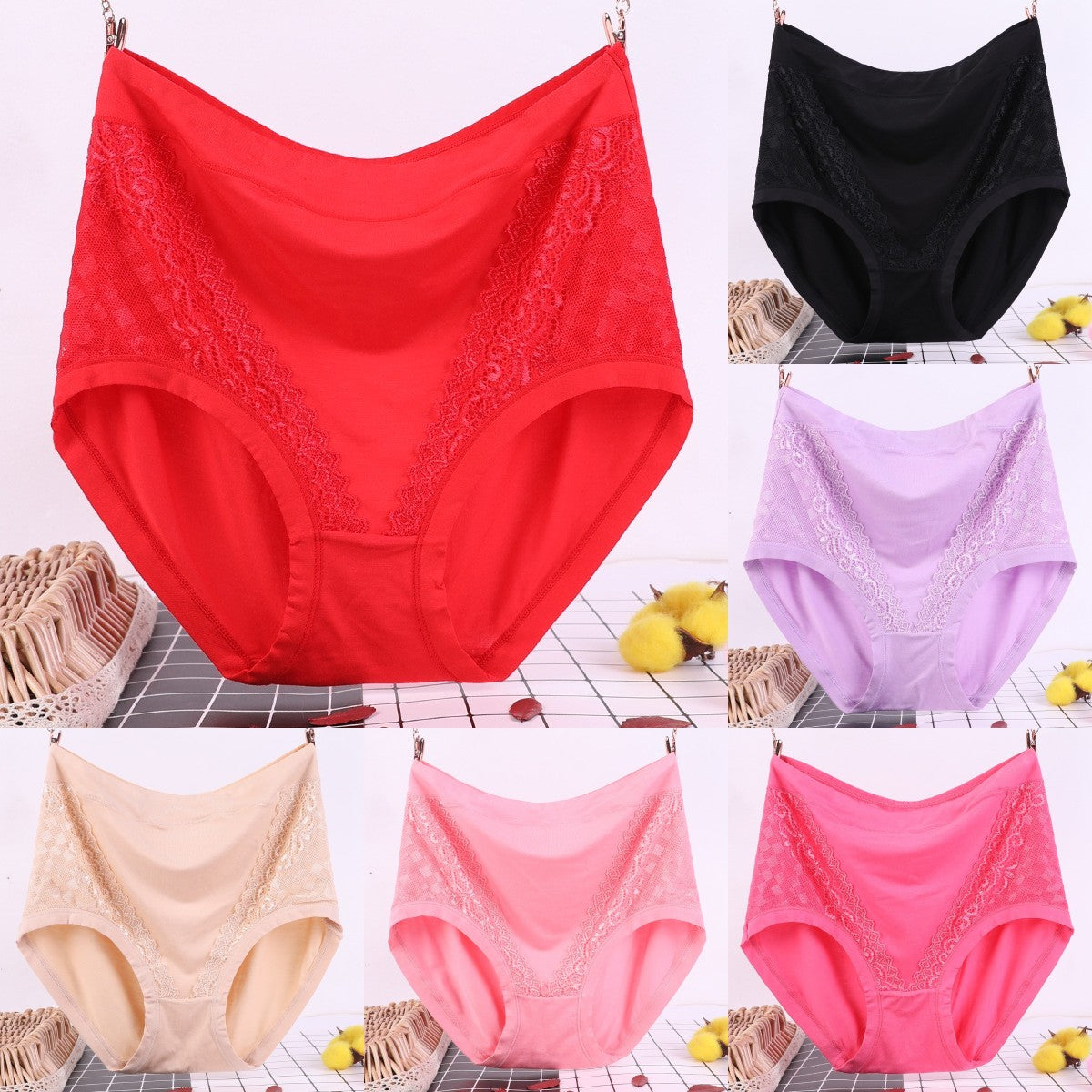 🔥🩲【Set de 6 bucăți】Chiloți cu talie înaltă, antibacterieni, cu efect de modelare a abdomenului
