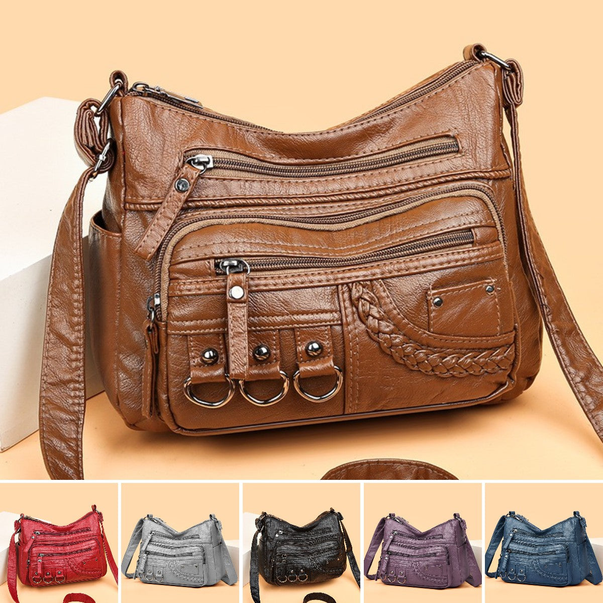 💥【50% reducere pentru o perioadă limitată】👜Geantă crossbody din piele moale, cu capacitate mare, 2026