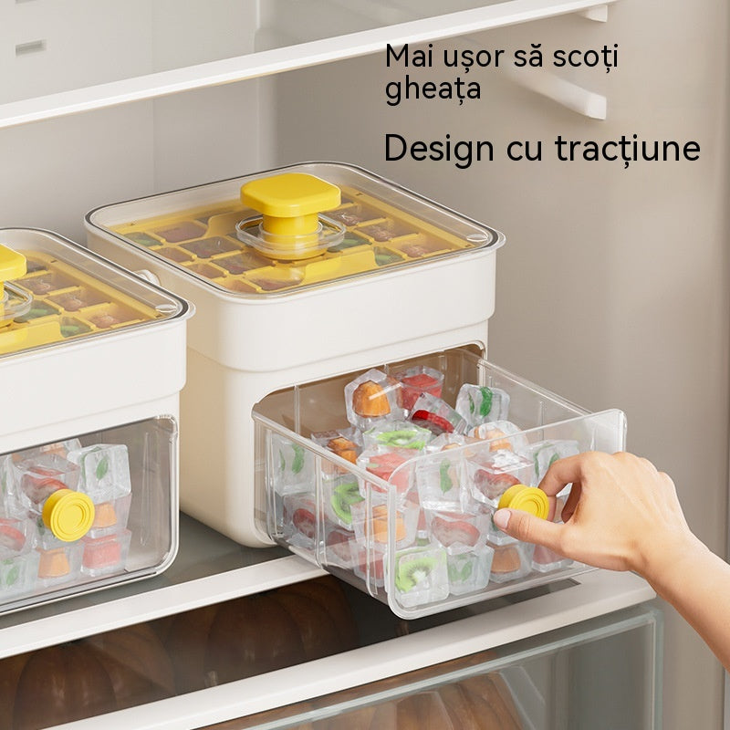 ⛱️Ofertă specială de vară ⚡Peste 50.000 de unități vândute🧊Formă dublă pentru cuburi de gheață, tip presare, cu cutie pentru tavă