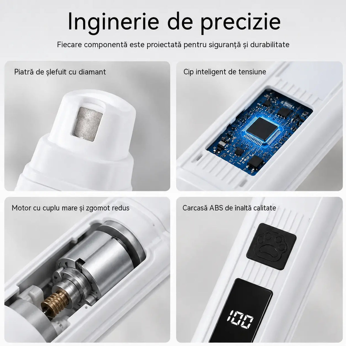 🔥【Cumpără 1 și primești 1 gratis】🐱🐶 Pilă electrică pentru unghiile animalelor de companie cu indicator LED de putere