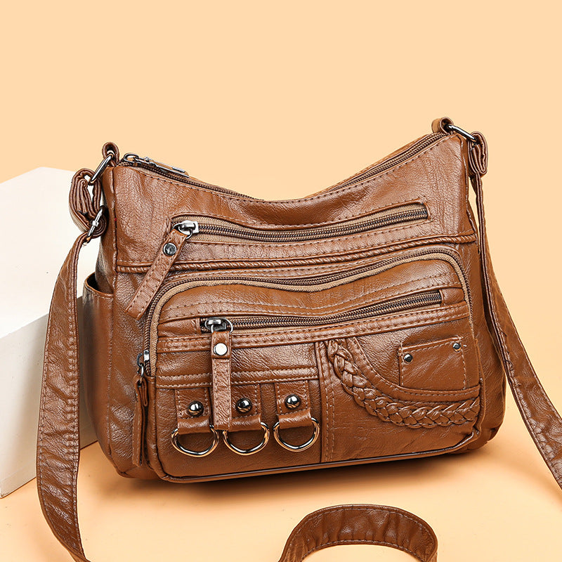 💥【50% reducere pentru o perioadă limitată】👜Geantă crossbody din piele moale, cu capacitate mare, 2026