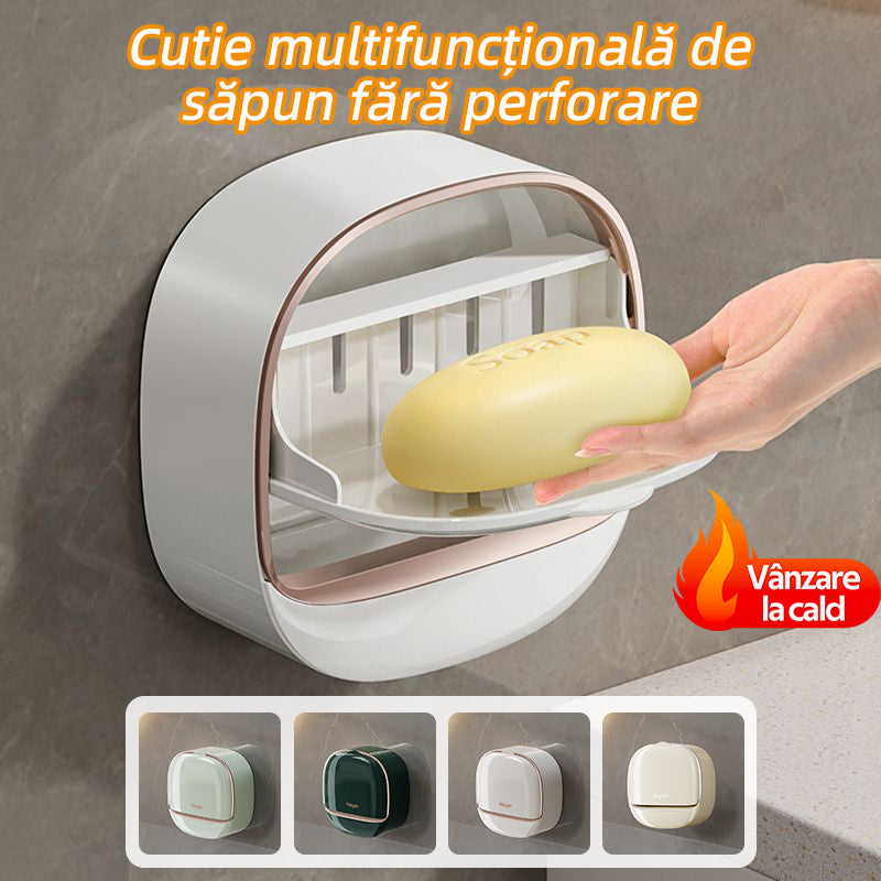 【🎁50%OFF】🧼🫧Cutie de săpun fără gaură montată pe perete cu capac pentru baie