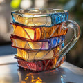 📚Ceașcă de cafea pictată 3D în formă de carte