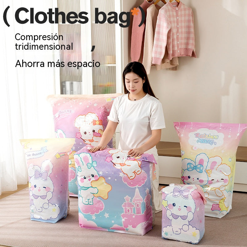 🧳【Set de 5 piese】💨 Sac mare de depozitare cu vid, compresibil: nu necesită pompă, este rezistent la scurgeri și ideal pentru economisirea spațiului în bagaje și acasă ✈️