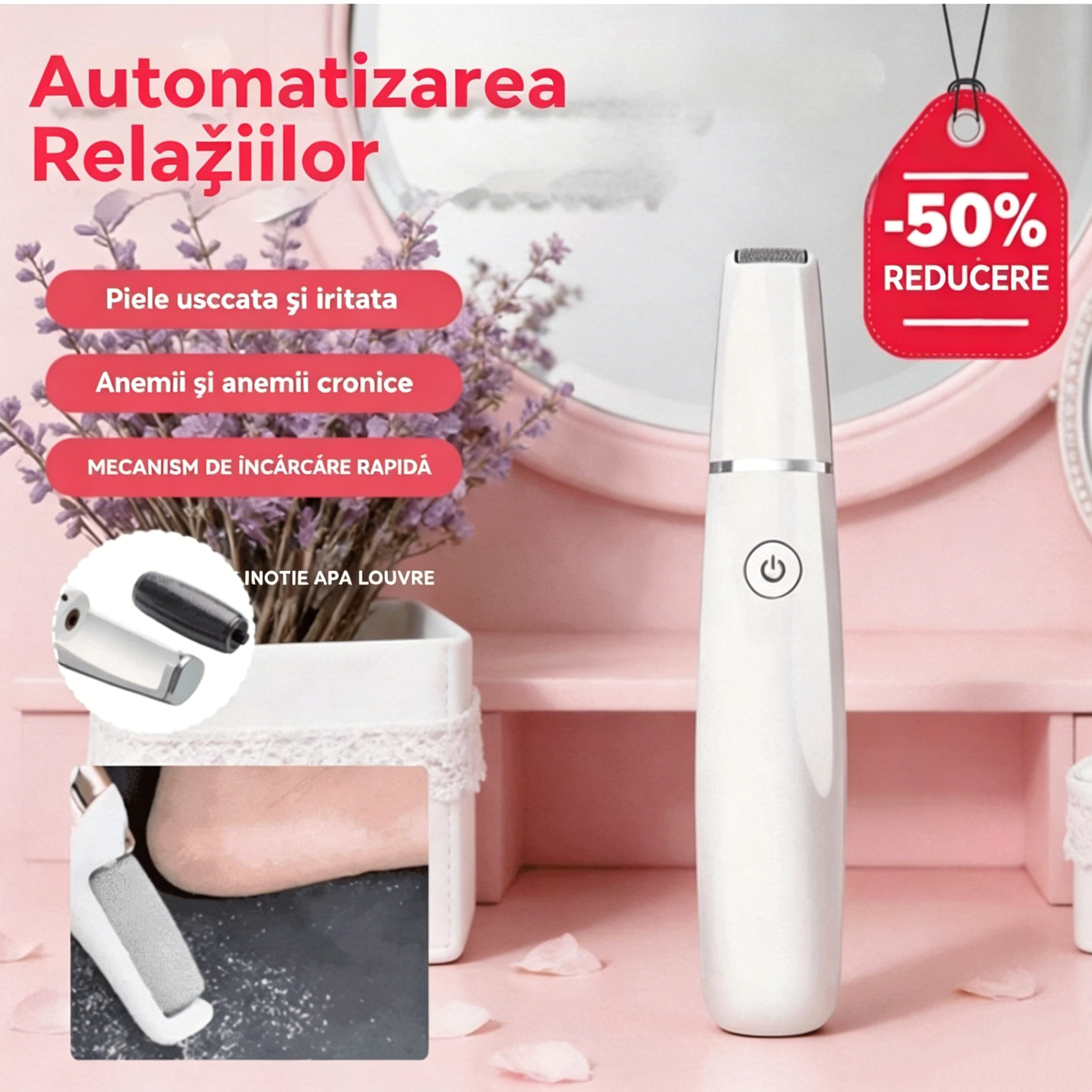 🦶🛁✨🔥Reducere 50%🔥 Role electrice noi pentru masajul picioarelor, îndepărtează pielea moartă de pe călcâie, role electrice pentru masajul picioarelor, potrivite pentru îngrijirea zilnică a picioarelor.