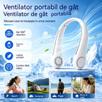 💨 Ventilator Portabil pentru Gât cu Aer Condiționat – Extrem de Silențios, Portabil și Rotativ la 360° – Ideal pentru Vară 🌞
